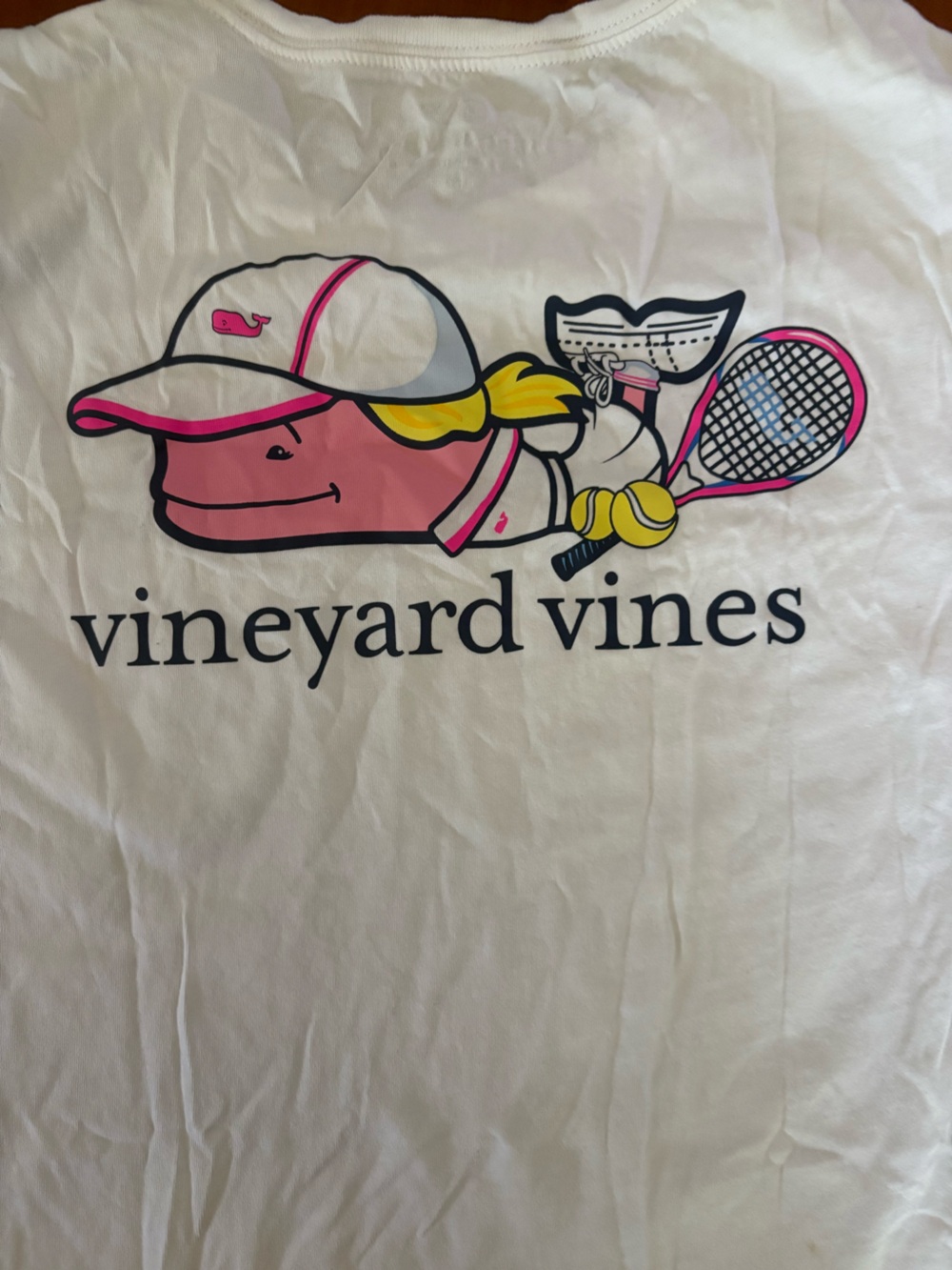 Vineyard Vines Pink & Yellow Tennis Whale Graphic Tee